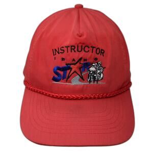 KC Idaho Star Instructor 5 Panel Red Hat Embroidered Motorcycle Rope Brim OS